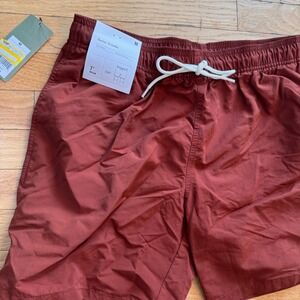 Goodfellow & Co Mens 7" Swim Trunks Rust Red Mesh Lined Board Shorts Size M NWT